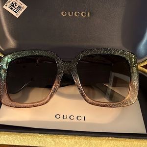 SOLD*Green and Gold Glitter Gucci frames*nice statement piece to your camo fits!